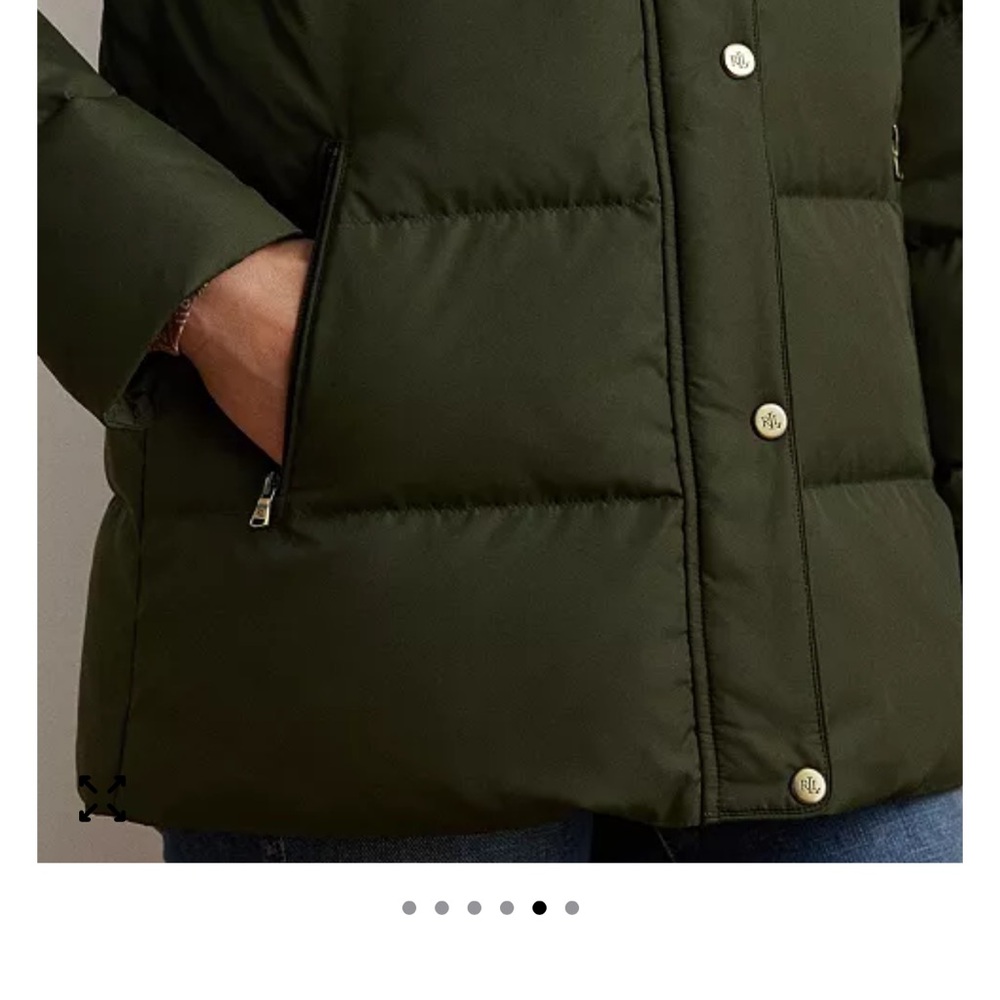 Ralph Lauren Olive Green Puffer Coat with Faux Fur Hood - Picture 3 of 12
